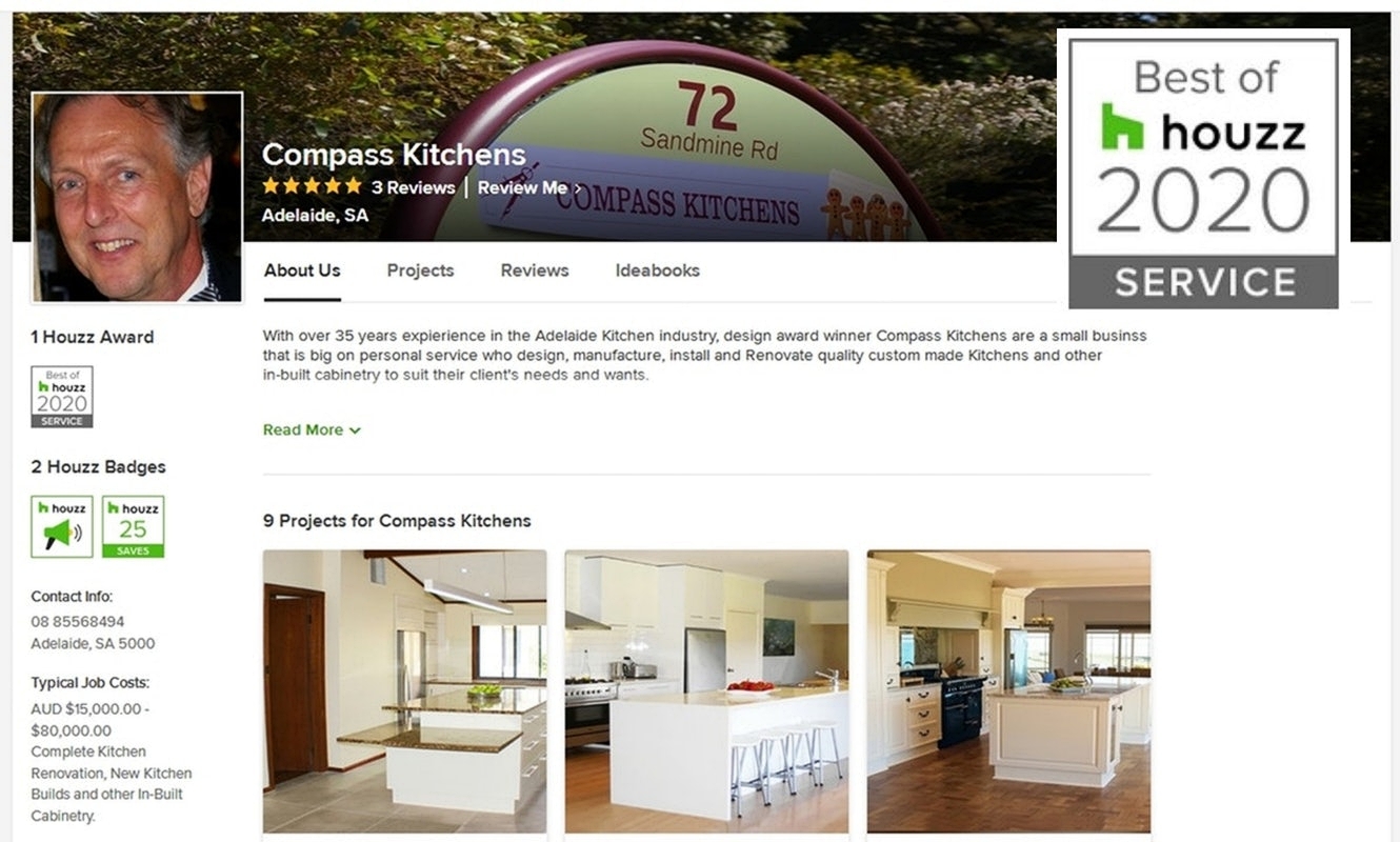 Compass Kitchens Best of Houzz 2020 Award for Adelaide